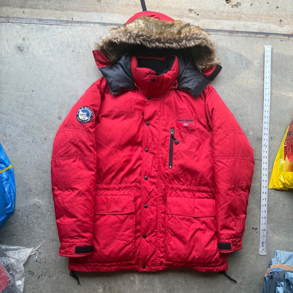 Polo Sport Ralph Lauren Arctic Challenge Red Down Puffer Parka Hooded Jacket M
